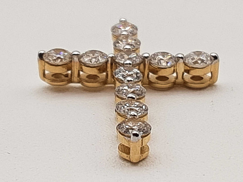 0.98 Cttw Lab Grown Diamonds 14k Yellow Gold 1.5g Cross Pendant Do0525wwrde