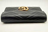 Gucci Gg Marmont Matelasse Black Leather Wallet On Chain Eb0125orxsa