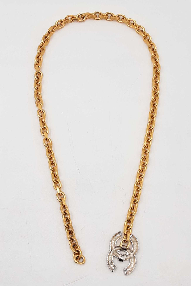 Chanel Cc Logo Silver-tone Belt Buckle & Gold-tone Chain Belt Fw0725ixzdu
