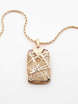 Diamond & Quartz Pendant With 14k Gold Wheat Chain 8.1 Grams 18 Inch Fw05269crdu