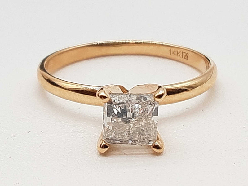 0.60 Carat Princess Cut Diamond 14k Yg 2.1g Solitaire Ring Size 8 Do0925rxzde