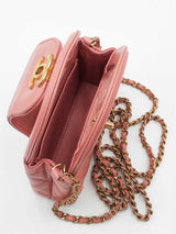 Chanel Mini Nano Shopper Bag In Shiny Coral Pink Aged Calfskin Fw1026lexzdu