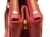 Prada Galleria Double Zip Tote Bag In Red Saffiano Leather Fw0925przdu
