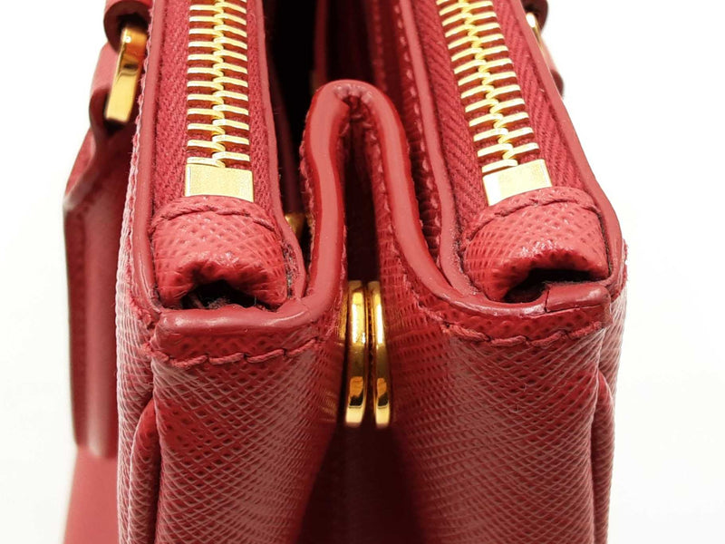 Prada Galleria Double Zip Tote Bag In Red Saffiano Leather Fw0925przdu
