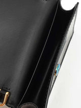 Prada Sequined Triangle Logo Card Holder With Chain In Black Leather Fw1225wxzdu