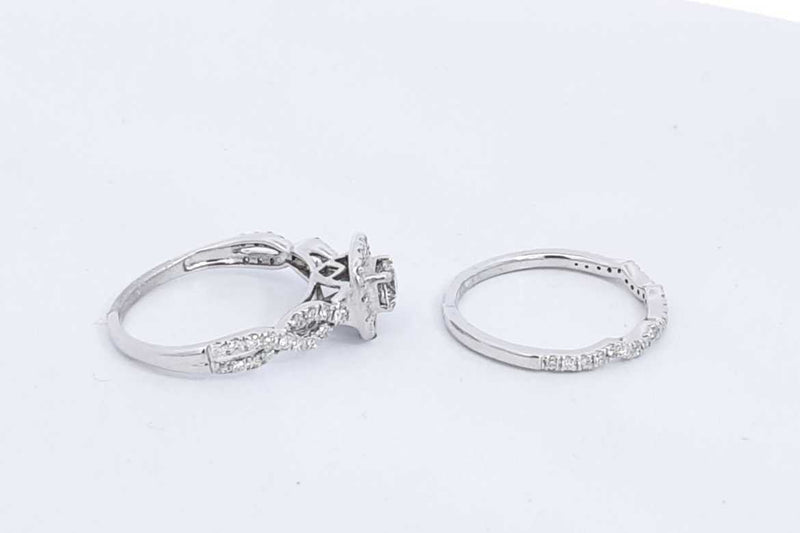 Approx. 0.94ctw Diamond Wedding Set In 14k White Gold 4.6g Size 7.5 Eb0924wxzsa