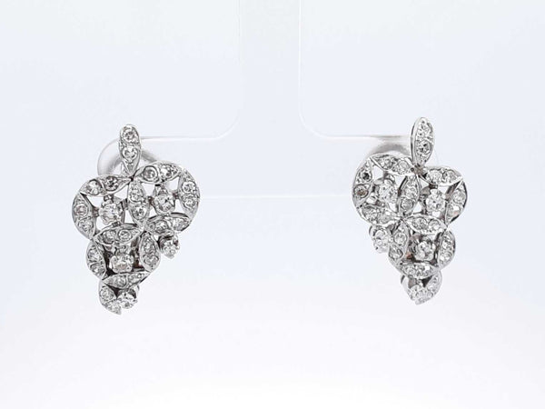 0.88 Cttw Diamond & 18k White Gold Cluster Earrings 8.6 Grams Fw0925llxzdu