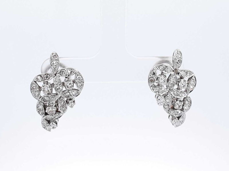 0.88 Cttw Diamond & 18k White Gold Cluster Earrings 8.6 Grams Fw0925llxzdu