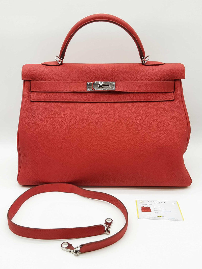 Hermes Kelly 40 Vermillion Red Togo Palladium Shoulder Bag Do0523erxzde