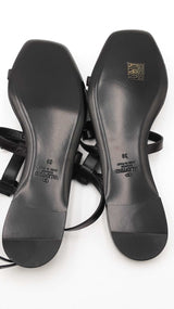 Valentino Garavani French Bow Black Leather Sandals Size 39 Eb1225crdu