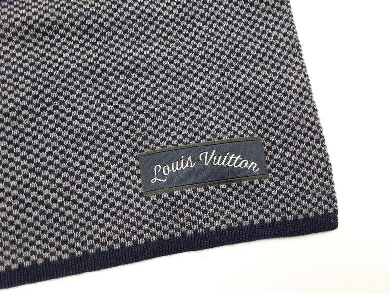 Louis Vuitton Signature Logo Blue Gray Wool Scarf Do1025lcrde