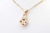 Ruby & Diamond Pendant In 14k & 10k Yellow Gold Chain 2.9g 15.5 Inch Eb1224prdu