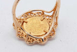 18k Yellow Gold Coin Inspired Ring 3.4 Grams Size 4.5 Eb0826oirsa