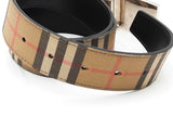 Burberry Check & Black Leather Reversible Belt With Silver Tone Buckle Eb1225irdu