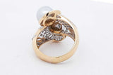 18k Yellow Gold Diamond & Faux Pearl Ring 12.8 Grams Size 9.25 Eb1225ixzsa