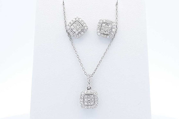 0.90ctw Lab Grown Diamond Earrings & Necklace Sterling Silver 5.6g Eb1124epdu