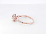 Morganite & Diamond Halo Engagement Ring In 10k Rose Gold 2.6 Grams Size 8.25 Fw0426lcrdu
