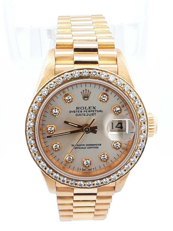 Rolex Oyster Perpetual Datejust President Watch In 18k Yellow Gold & Diamonds 26mm 71.5 Grams Fw0825ixzdu
