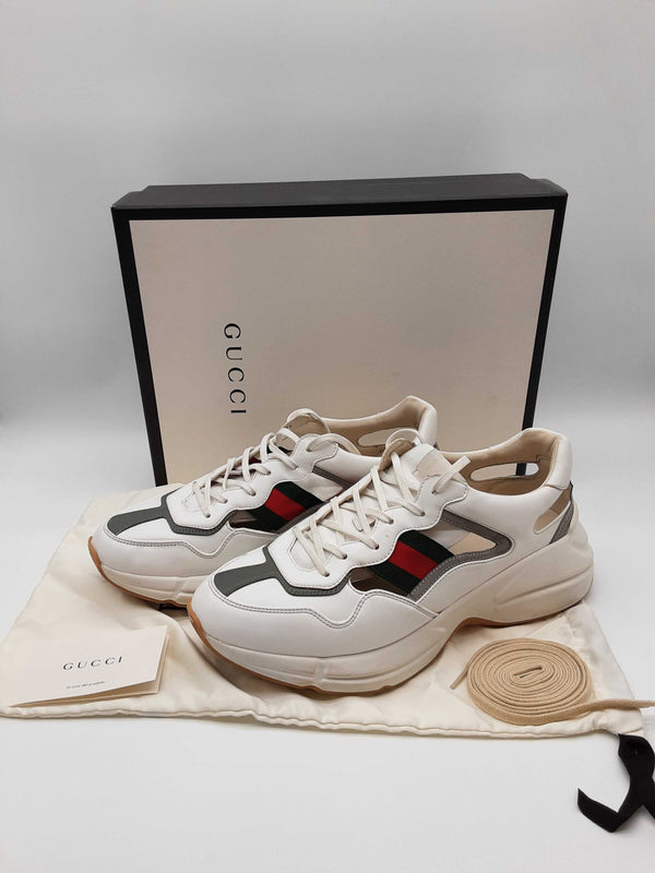 Gucci 657977 Rhyton Cut Out White Web Shoes Size Gucci/ Uk 11 Mens Do0325oxzde
