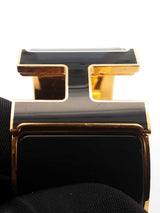 Hermès Extra Wide Clic H Gold-tone & Black Enamel Bangle Bracelet  7 Inch Fw0626lxzdu