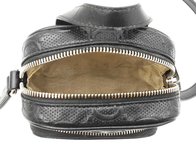 Gucci Gg Embossed Black Perforated Leather Mini Crossbody Bag Fw0425wwxdu