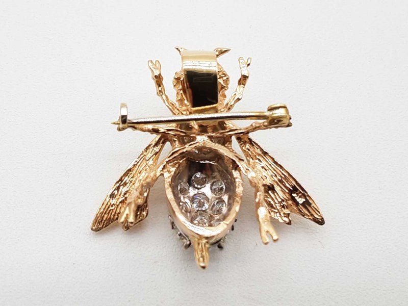 1.25 Cttw Diamonds 14k Two Tone Gold 8.3g Bee Pin Pendant Do0425irxde
