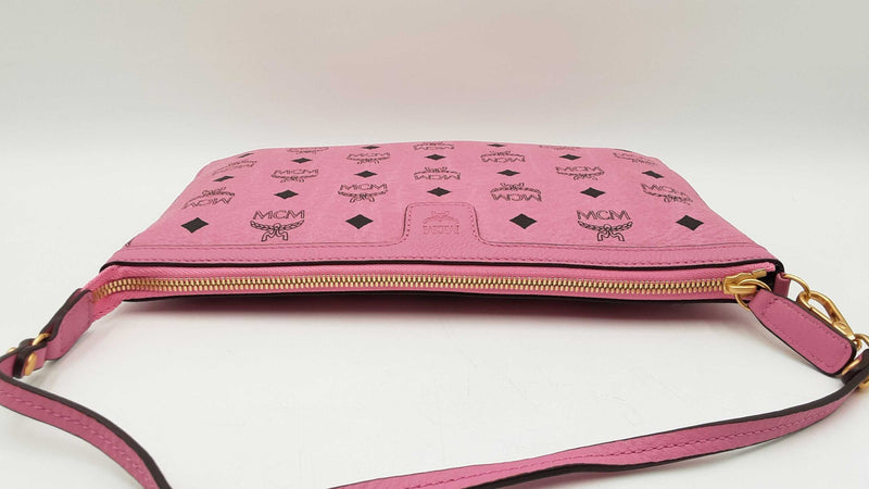 Mcm Stark Wristlet Pouch In Pink Visetos Coated Canvas Fw0525lrzdu