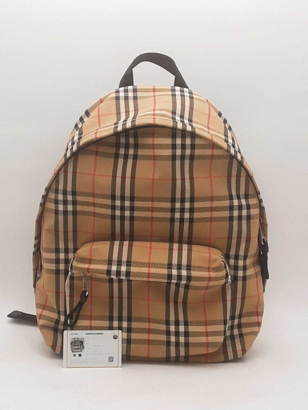 Burberry Vintage Check Nylon Backpack Beige Aa0125wxzsa