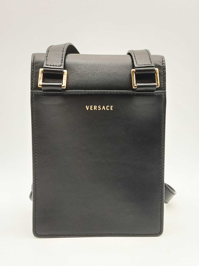 Versace La Medusa Stud Black Leather Mini Shoulder Bag Fw0125oxzsa