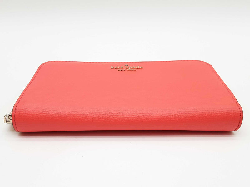 Kate Spade Staci Continental Red Orange Leather Zipper Wallet Do1024lrde