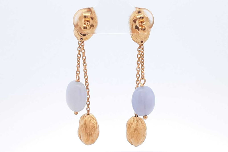 18k Yellow Gold Bracelet & Stud Drop Earrings 14.7 Grams Eb0325lxxzsa