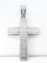 4.15 Cttw Diamond & 14k White Gold Cross Pendant 11.9 Grams Fw0826lsxzdu