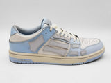 Amiri Skel Low Top Sneakers In White & Powder Blue Leather Size 11 Fw0625lxzdu