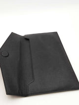 Yves Saint Laurent Uptown Pouch Black Leather Envelope Clutch Eb0826oxzsa