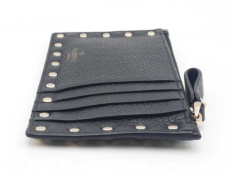 Valentino Rockstud Calfskin Zipper Top Card Holder Sd0825crsa