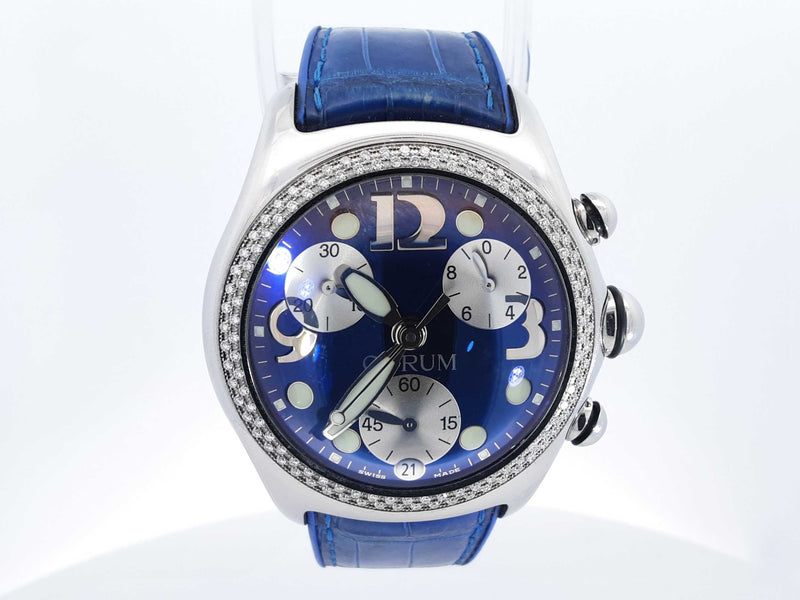 Corum Bubble Stainless 45mm Steel Chronograph Watch Diamond Bezel Sd1224orzxsa