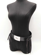 Christian Dior Admit It Corset Belt In Braid-laced Black Leather Fw1225lrzdu
