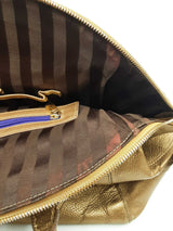 Mcm Gold Metallic Leather Top Handle Satchel Bag Eb0726lordu