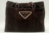 Prada Dark Brown Suede Tote Bag Eb0225lrxsa