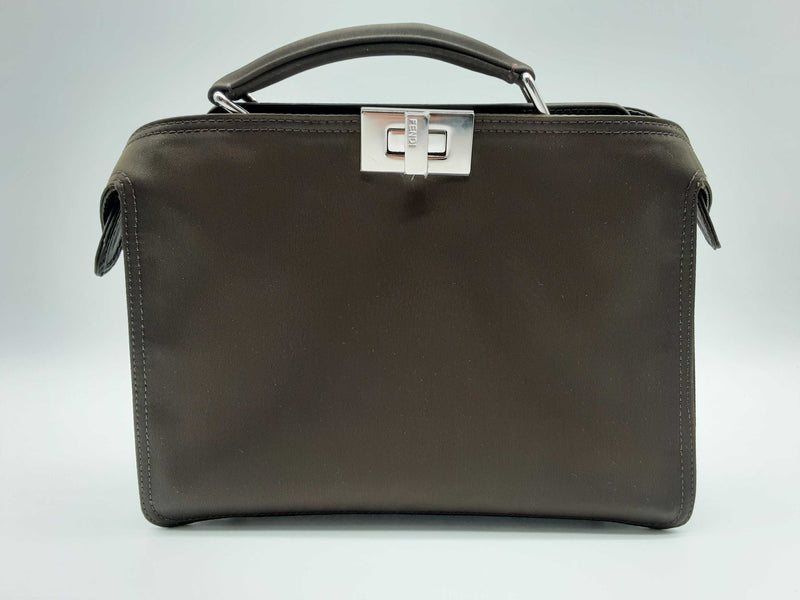 Fendi Peekaboo Iseeu Mini Dark Brown Nylon Crossbody Bag Do0624lexzde