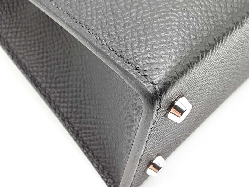 Hermes Mini Kelly Sellier Noir Black Epsom Palladium Crossbody Bag Do0925orxzxde