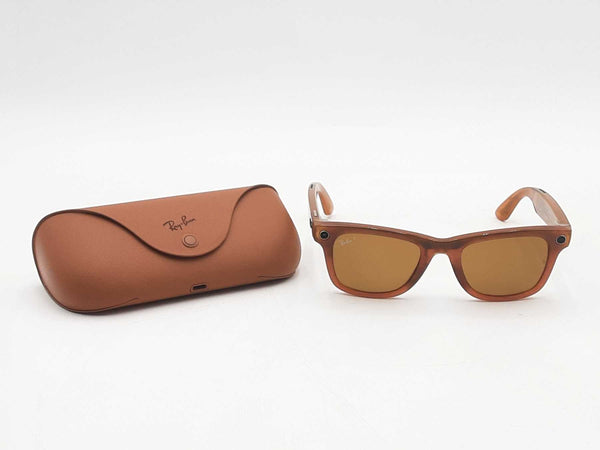 Ray-ban Meta Wayfarer Beige Sunglasses Aa0625ezsa