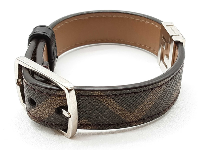 Fendi Ff Brown Coated Canvas Leather Reversible Bracelet Do0925oxzde