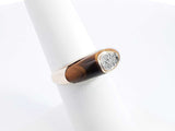 Tiger's Eye & Diamond Inlay Ring In 10k Yellow Gold 4.6g Size 6.5 Fw0426lexdu