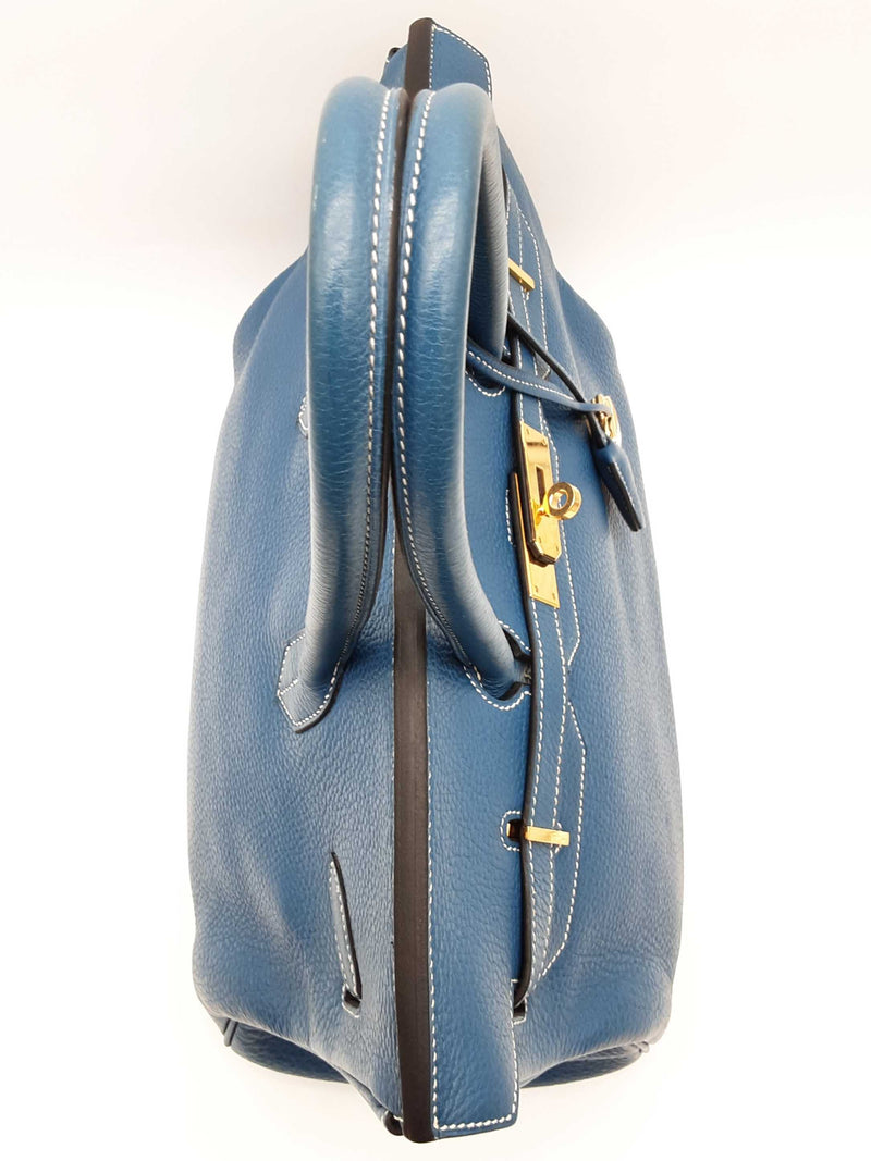 Hermes Birkin 35 Thalassa Blue Clemence Gold Hardware Handbag Do0825sxzxde