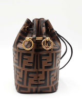 Fendi Mini Mon Tresor Bucket Bag In Zucca Embossed Calfskin Leather Fw0426przdu