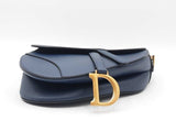 Christian Dior Saddle Bag In Deep Ocean Blue Grained Leather Fw1026llxzdu