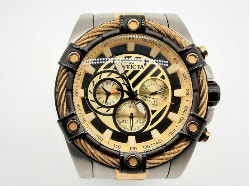 Invicta 35136 52mm Bolt Yellow Black Dial Two-tone Steel Quartz Watch Do0225ixde