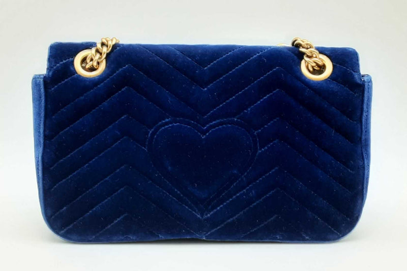 Gucci Cobalt Velvet Matelasse Marmont Shoulder Bag Eb0225prxsa