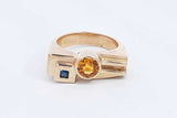 Orange & Blue Gemstone Ring In 14k Yellow Gold 13.3 Grams Size 9 Eb1024pirsa